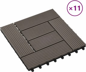vidaXL Πλάκα Κατασκευής 11 pcs Σκούρο Καφέ 30 x 30 cm WPC