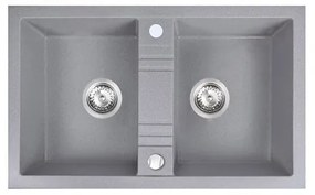 FERRO DRGM2/48/78GA Νεροχύτης Κουζίνας Γκρι Γρανίτης 78x48cm