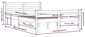 ΠΛΑΙΣΙΟ ΚΡΕΒΑΤΙΟΥ ΓΚΡΙ 150 X 200 ΕΚ. ΜΑΣΙΦ ΞΥΛΟ 5FT KING SIZE 814826