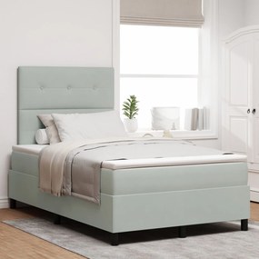 Κρεβάτι Box Spring με Στρώμα Ανοιχτό Γκρι 120x200 εκ Βελούδο