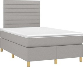 vidaXL Κρεβάτι Boxspring με Στρώμα &amp; LED Αν.Γκρι 120x190εκ. Υφασμάτινο