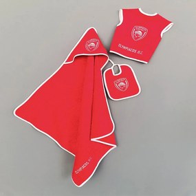 Βρεφικό Σετ Δώρου Olympiacos Baby Block (Σετ 3τμχ) Με Ζιπουνάκι, Σαλιάρα Και Κάπα Red Palamaiki