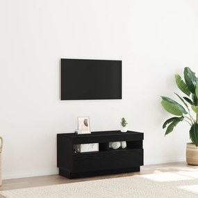 vidaXL Κονσόλα Τηλεόρασης με LED Φώτα Μαύρο Δρυς 80x35x40 εκ. Ένα επεξεργασμένο ξύλο