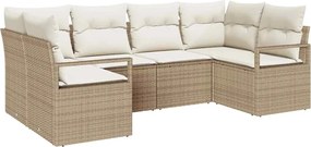 vidaXL Σετ Καναπέ Κήπου 6 pcs Μπεζ και Λευκό συνθετικό ρατάν