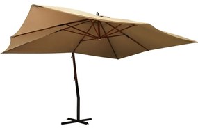 vidaXL Ομπρέλα Κήπου Πρόβολος Taupe 400 x 300 εκ. με Ξύλινο Ιστό