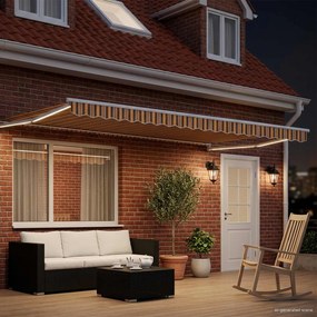 vidaXL Χειροκίνητη αναδιπλούμενη τέντα με LED 5 x 3 m