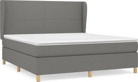 vidaXL Κρεβάτι Boxspring με Στρώμα Σκούρο Γκρι 180x200 εκ Υφασμάτιν