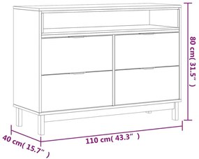 Συρταριέρα FLAM 110 x 40 x 80 εκ. από Μασίφ Ξύλο Πεύκου - Καφέ