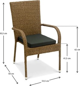 Σετ τραπεζαρίας "VANELLA" 5τμχ από wicker σε καφέ χρώμα 150x90x77