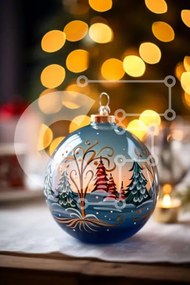 Intra Συλλεκτικό Ξύλινο Παζλ Plywood 4mm - Εορταστικό στολίδι με χιονισμένο σκηνικό στο τραπέζι Σε Ξύλινο Κουτί - Διαστάσεις Puzzle: 10x10 cm – 25 κομμάτια