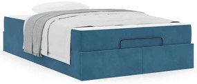 vidaXL Σκελετός κρεβατιού με στρώμα με στρώμα 2 pcs Μπλε Βελούδο