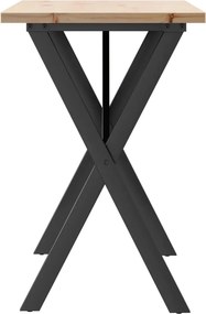 vidaXL Τραπέζι Τραπεζαρίας Πλαίσιο X Μασίφ Πεύκο/Ατσάλι