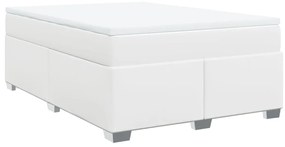 vidaXL Κρεβάτι Boxspring με Στρώμα Λευκό 140x200εκ.από Συνθετικό Δέρμα