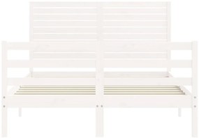 vidaXL Πλαίσιο Κρεβατιού με Κεφαλάρι Λευκό 140x190 εκ. Μασίφ Ξύλο