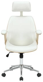 Καρέκλα γραφείου διευθυντή Fern pakoworld PU λευκό-ξύλο φυσικό - Μέταλλο - 106-000026
