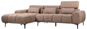 CORNER SOFA LEFT DIVYA  SYNTHETIC SUEDE IN LIGHT BROWN 266x104x97Hcm.