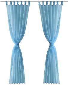 Τιρκουάζ ημιδιαφανής κουρτίνα 140 x 245 cm 2 τμχ