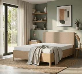 Επενδυμένο κρεβάτι Well II-Μπεζ-140 x 200