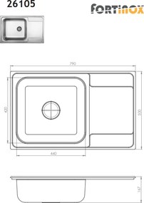 Fortinox Valley 26105 (79x50) - Νεροχύτης κουζίνας