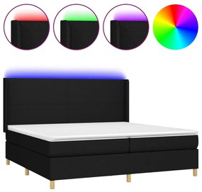 vidaXL Κρεβάτι Boxspring με Στρώμα &amp; LED Μαύρο 200x200 εκ. Υφασμάτινο