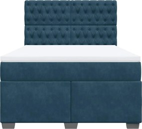 vidaXL Κρεβάτι Boxspring με Στρώμα Μπλε 140x190 εκ. Βελούδινο