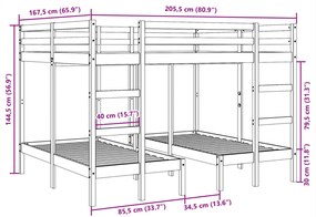 ΣΚΕΛΕΤΟΣ ΤΡΙΠΛΗΣ ΚΟΥΚΕΤΑΣ ΚΑΦΕ 160X200/80X160 ΕΚ. ΜΑΣΙΦ ΠΕΥΚΟ 3308582