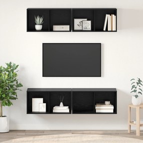vidaXL Τηλεοπτική Κάβα Τοίχου με ράφι 4 pcs Μαύρη δρυς 37 x 37 x 72 εκ