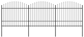 vidaXL Κάγκελα Περίφραξης με Λόγχες Μαύρα (1,5-1,75) x 5,1 μ. Ατσάλινα
