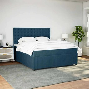 vidaXL Κρεβάτι Boxspring με Στρώμα Μπλε 180x200 εκ. Βελούδινο