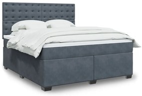 vidaXL Κρεβάτι Boxspring με Στρώμα Σκούρο Γκρι 180x200 εκ. Βελούδινο