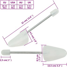 vidaXL Καλαπόδια 5 Ζεύγη Λευκά ΕU 38-44 Πλαστικά