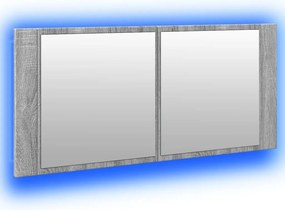 vidaXL Ντουλάπι Μπάνιου με Καθρέφτη / LED Γκρι Sonoma 100x12x45 εκ.