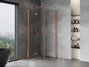 Mexen Mist-F Διπλή πτυσσόμενη καμπίνα ντους 80 x 80 cm, διάφανη, βουρτσισμένος