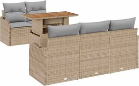 vidaXL Σετ Καναπέ Κήπου με αποθήκευση 6 pcs Μπεζ Πολυ ράταν
