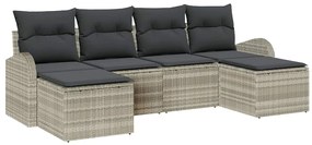 vidaXL Σετ Καναπέ Κήπου με μαξιλάρι 6 pcs Ανοιχτό γκρι Πολυ ράταν