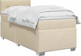 vidaXL Κρεβάτι Box Spring με Στρώμα και LED Κρεμ 90 x 200 cm Ύφασμα