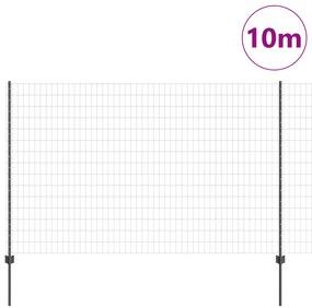 vidaXL Φράχτης Euro με 10 ΤΡ Posts Γκρι 1.5x10 μ Χάλυβας