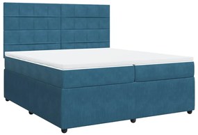 vidaXL Κρεβάτι Boxspring με Στρώμα Μπλε 200x200 εκ. Βελούδινο