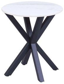 Τραπεζάκι Βοηθητικό Στρογγυλό HM9473.06 Φ50x55cm Με Μαύρη Μεταλλική Βάση Marble White Metal, Ceramic