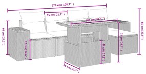 Καναπές Κήπου 6 Τεμαχίων Μαύρο από Συνθετικό Ρατάν με Μαξιλάρια - Μαύρο