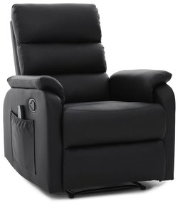 Πολυθρόνα Ανακλινόμενη ArteLibre RIGIL Με Λειτουργία Μασάζ Μαύρο PU 75x87x102cm