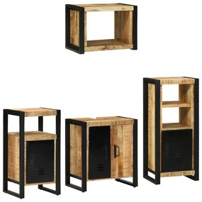 vidaXL Σετ Επίπλων Μπάνιου με ράφι 4 pcs Καφέ Στερεό ξύλο μάνγκο