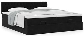 vidaXL Οθωμανικό κρεβάτι με στρώματα Μαύρο 180x200cm Velvet