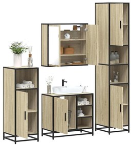 vidaXL Σετ Επίπλων Μπάνιου 4 Τεμαχίων Sonoma Δρυς Επεξεργασμένο Ξύλο