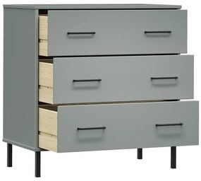 vidaXL Ντουλάπι OSLO με 3 Συρτάρια Γκρι 77x40x79,5 εκ. Μασίφ Ξύλο