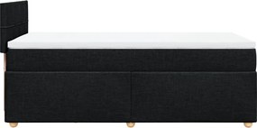 vidaXL Κρεβάτι Boxspring με Στρώμα Μαύρο 90x200 εκ. Υφασμάτινο