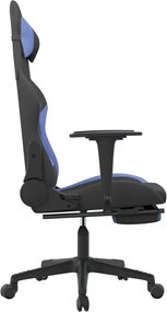 vidaXL Καρέκλα Gaming Μαύρη/Μπλε Ύφασμα με Υποπόδιο