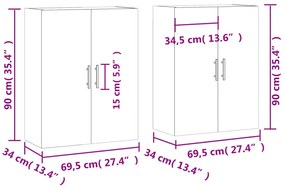 Ντουλάπια Τοίχου 2 τεμ. Λευκά 69,5 x 34 x 90 εκ. - Λευκό