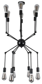 GloboStar® SPIDER 01012 Vintage Industrial Φωτιστικό Οροφής Πολύφωτο Μαύρο Μεταλλικό Φ100 x Y40cm