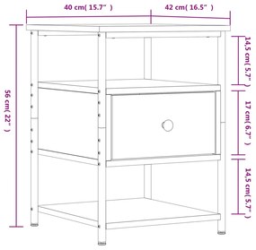 Κομοδίνο Καφέ Δρυς 40 x 42 x 56 εκ. από Επεξεργασμένο Ξύλο - Καφέ